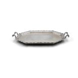 A LARGE SILVER TWO HANDLED SERVING TRAY, Sheffield 1894 , mark of Martin Hall & Co,