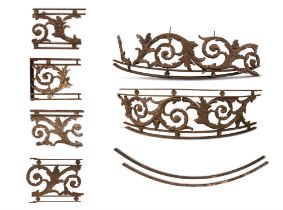 A COLLECTION OF CAST IRON CURVED BALCONY RAILINGS, 19th Century, possibly by Turner. approx.