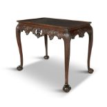 A CARVED IRISH MAHOGANY SILVER TABLE, 19TH CENTURY, in the mid 18th century style,