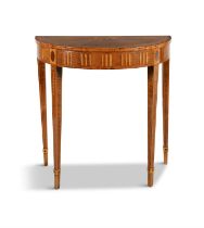 AN IRISH ROSEWOOD BANDED AND SYCAMORE VENEERED D-SHAPED PIER TABLE, c.1780 attributed to William