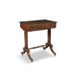 A GEORGE IV ROSEWOOD RECTANGULAR SIDE TABLE BY GILLOWS, the top with applied beaded rim above