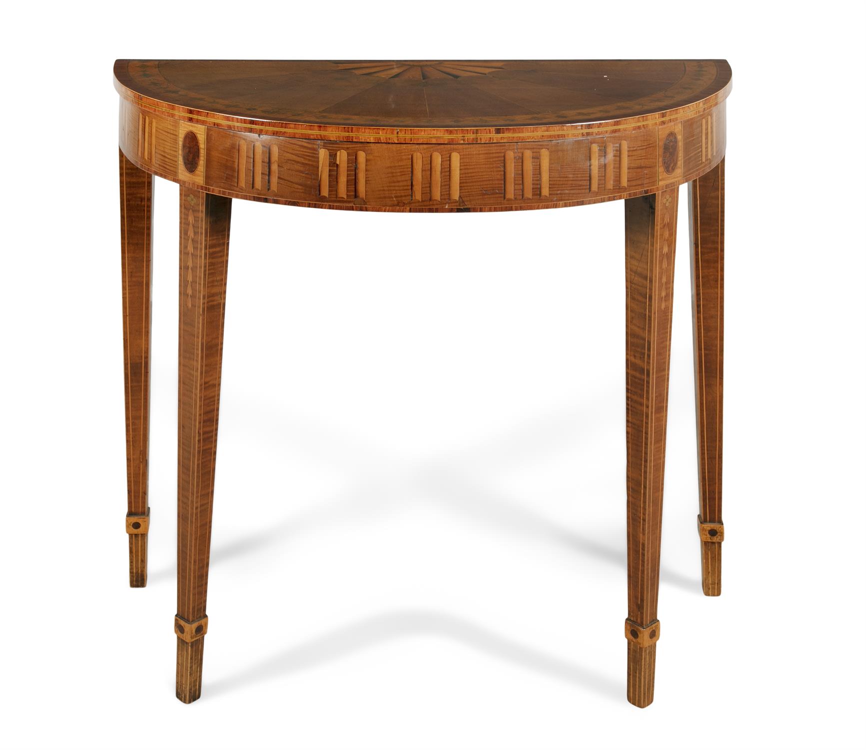 AN IRISH ROSEWOOD BANDED AND SYCAMORE VENEERED D-SHAPED PIER TABLE, c.1780 attributed to William - Bild 4 aus 5