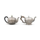 TWO SMALL SILVER TEAPOTS, one London c.1738, maker's mark of Richard Gurney & Thomas Cook,