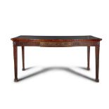 A 19TH CENTURY MAHOGANY SERPENTINE SIDETABLE, c.1770, the fluted frieze with central tablet