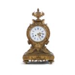 A FRENCH GILTMETAL MANTLE CLOCK, 19th century, signed Richand Montmartre, of classical design,