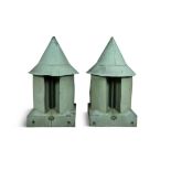 A PAIR OF COPPER ROOF VENTS/COWELS, by Pearson of Dublin. Each 118cm tall