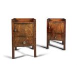 A PAIR OF GEORGE IV MAHOGANY AND EBON STRUNG TOILET COMMODES, each of squared upright form,