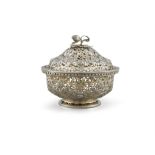 A MAPPIN & WEBB SILVER-GILT POT-POURRI BOWL AND COVER, with Dublin c.1918, stamped "Importe