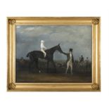 JOHN DOYLE (1797 - 1868) A racehorse with jockey up being led up at the Curragh Oil on canvas,