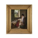 HAYNES KING (1831 - 1904) Motherhood Oil on canvas, 61.8 x 51cm Signed