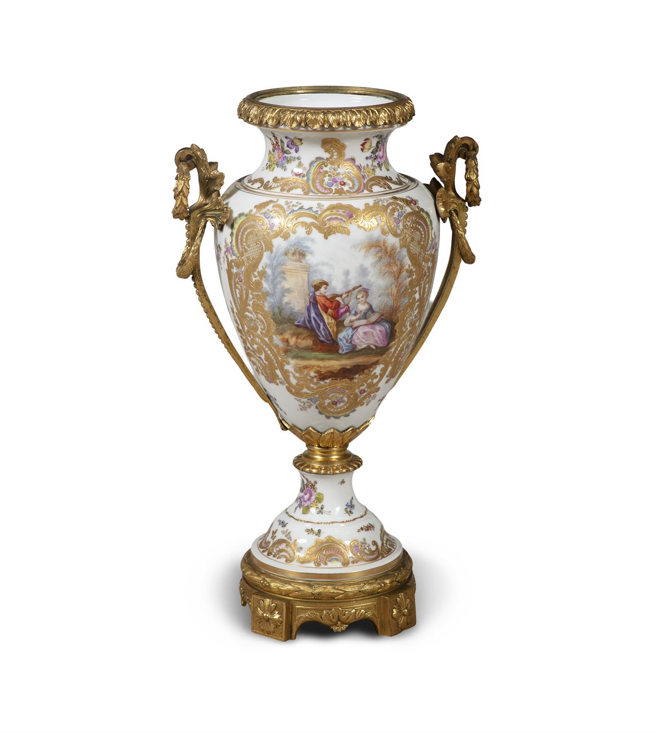 A 19TH CENTURY CONTINENTAL PORCELAIN ORMOLU VASE AND COVER, signed Wattaux, of baluster form, - Image 2 of 2