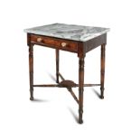 ***PLEASE NOTE THIS LOT HAS A FALSE FASCIA DRAWER*** AN EARLY VICTORIAN MAHOGANY MARBLE TOP SIDE