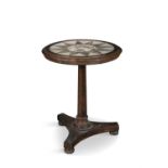 A VICTORIAN SPECIMEN MARBLE TOP CIRCULAR TABLE, the white ground with star pattern in alternating