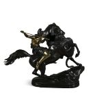 KARL EDMUND KISS An Amazon warrior on horseback attacked by a panther Bronze, 69cm high x 93 cm