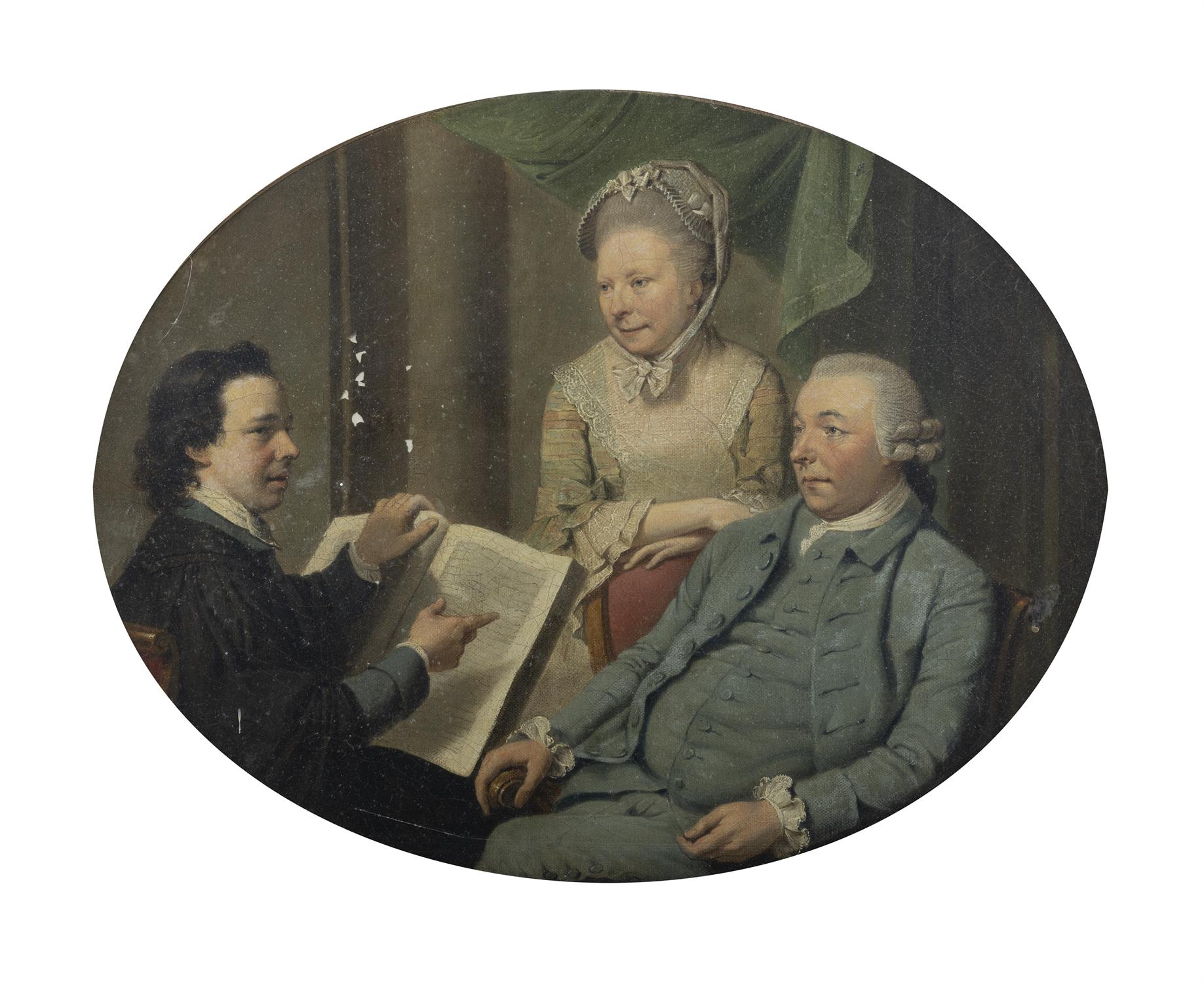 IN THE STYLE OF JOHAN ZOFFANY RA (1733 - 1810) A family scene, depicting a son reading to his - Bild 2 aus 3