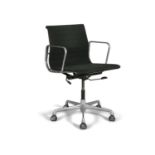 EAMES A Model Ea117 office chair by Charles and Ray Eames by ICF, Milan, chrome with fabric