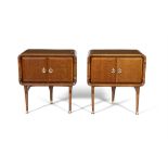 LOCKERS A pair of walnut lockers with glass tops and brass detailing, Italy, c.1950,