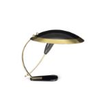 DESK LAMP A brass and glass desk lamp with brass detailing. c1950, Italy. 40 x 45 x 33cm (h)