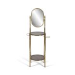 VANITY STAND A gilt metal vanity stand with smoked glass tops. Italy, 134.5cm (h)