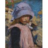 HARRINGTON MANN (1864 - 1937) PORTRAIT OF A YOUNG GIRL Oil on panel, 25 x 19.5cm Signed