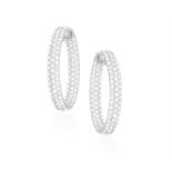 A PAIR OF DIAMOND HOOP EARRINGS Each hoop pavé-set with brilliant-cut diamonds,