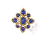 A RARE LAPIS LAZULI AND DIAMOND PENDANT/BROOCH, BY GEORGES LENFANT, CIRCA 1965 Composed of