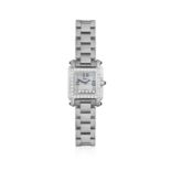 A STAINLESS STEEL, MOTHER-OF-PEARL AND DIAMOND 'HAPPY SPORT' BRACELET WATCH, BY CHOPARD The