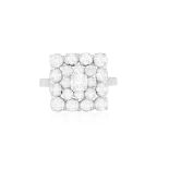 A DIAMOND DRESS RING, CIRA 1960 of square design set with brilliant-cut diamonds throughout,