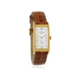 AN 18K GOLD MANUAL WIND WRISTWATCH, BY IWC 21-jewel manual wind movement, the rectangular dial