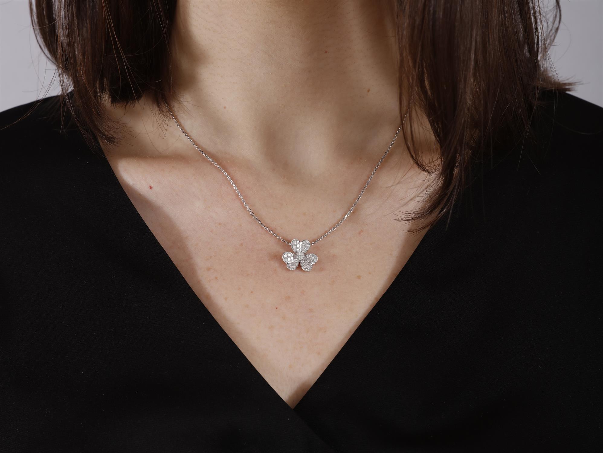 A DIAMOND 'FRIVOLE' PENDANT ON CHAIN, BY VAN CLEEF & ARPELS Designed as a flowerhead, - Image 4 of 5