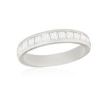 A DIAMOND HALF-ETERNITY RING The frontispiece set with a line of princess-cut diamonds within