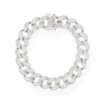 A DIAMOND BRACELET Composed of fancy links set with tapered baguette and single-cut diamonds