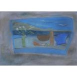 Jane O'Malley (b.1944) Morning Window by the Sea Mixed media on board, 25 x 35cm (9¾ x