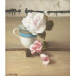 Patrick Hennessy RHA Tea cup and Rose Oil on canvas, 35 x 30cm (13 ¾ x 11 ¾") Signed