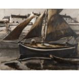 Cecil Maguire RHA RUA (1930-2020) Galway Hooker, Spanish Arch Galway Oil on board,