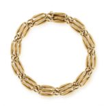 A GOLD BRACELET, the fancy-link chain, with security chain, assay marks present, total gross weight