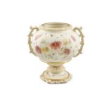 A ROYAL WORCESTER PORCELAIN VASE, 19TH CENTURY the ovoid body with gilt and floral collar,