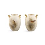 A PAIR OF ROYAL WORCESTER OVOID VASES, EARLY 20TH CENTURY Each of baluster form,