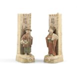 A PAIR OF ROYAL DUX "CHINOISERIE" FIGURATIVELY VASES, EARLY 20TH CENTURY Modelled as man and