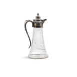 A VICTORIAN CUTGLASS AND SILVER MOUNTED CLARET JUG Birmingham c.1876, of tapering form,