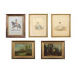 A 19TH CENTURY ROSEWOOD FRAMED MILITARY PRINT Titled 'Second Regiment Lifeguards'; together with