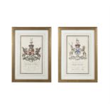 A PAIR OF IRISH ARMORIAL PRINTS One with heraldry of Earl of Castlehaven and the other Baronet