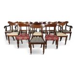 A HARLEQUIN SET OF TEN MAHOGANY FRAMED CHAIRS comprising two carvers and eight singles