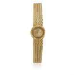 A LADY'S 18K GOLD MANUAL WIND COCKTAIL WATCH, BY OMEGA, CIRCA 1960, the circular champagne dial