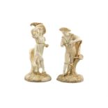 A PAIR OF ROYAL WORCESTER FIGURES, LATE 19TH CENTURY Modelled as a man sharpening a scythe and a