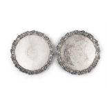 A PAIR OF GEORGE II SILVER SALVERS London 1758, mark of Edward Wakelin, of shaped circular form