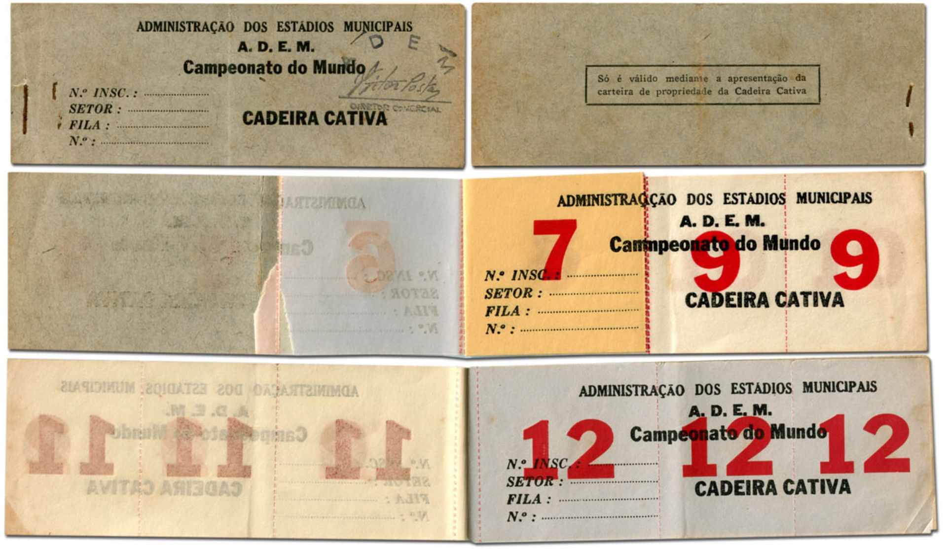 World Cup 1950. Original Season Ticket booklet - Original season ticket containing 12 tickets for ma