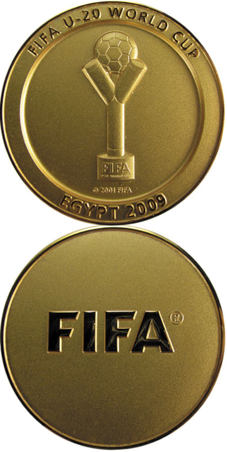 Participation medal FIFA U20 World Cup 2009 Egypt - Medal for paticipants. Bronze, gilt, 5 cm, boxed