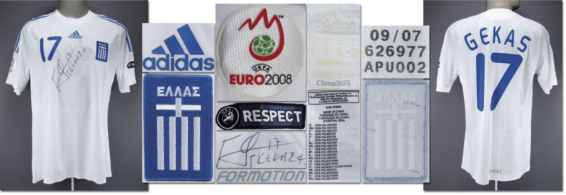 UEFA EURO 2008 match worn football shirt Greece - Original match worn shirt Greece with number 17. W
