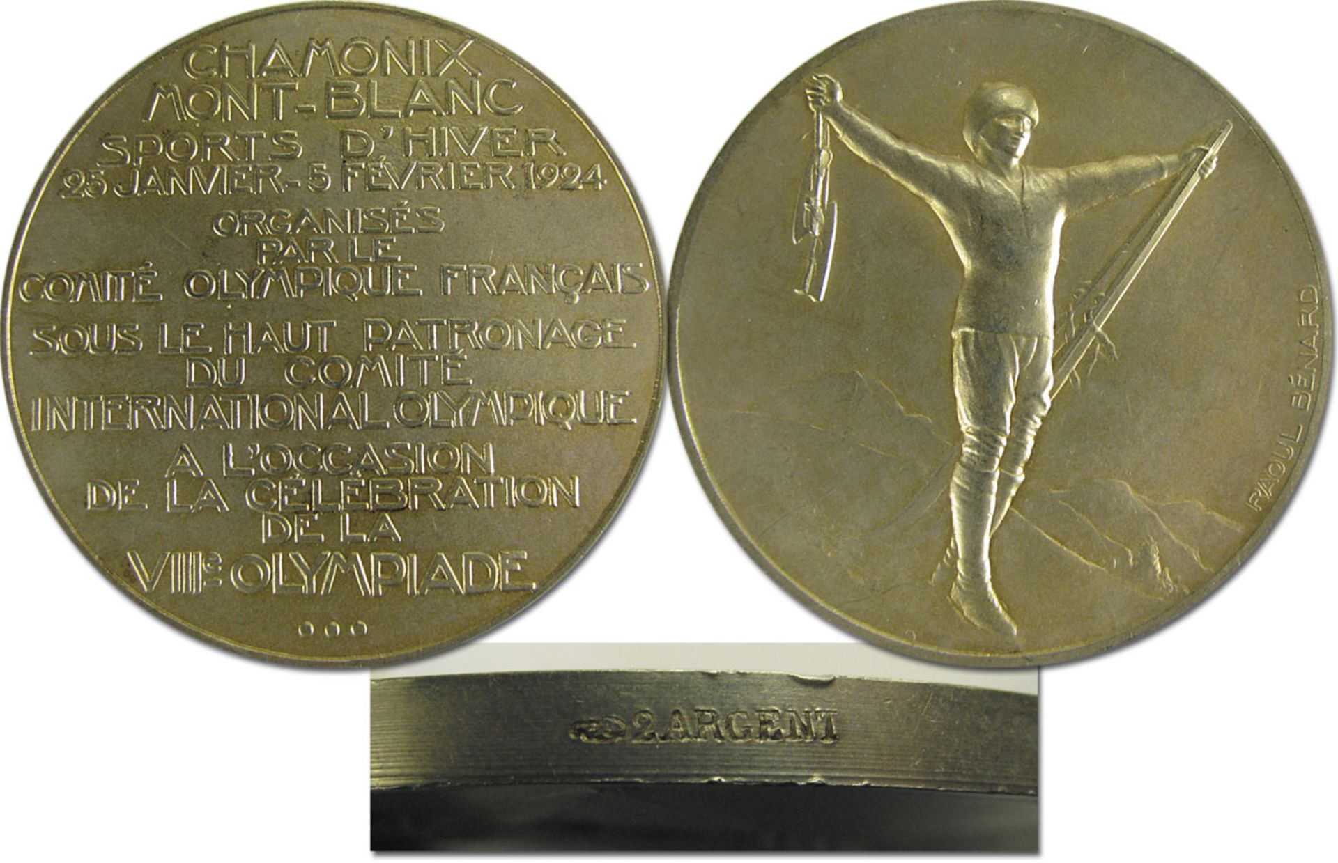 Olympic Games 1924. Gold winner medal Chamonix - Original winner medal for 1st place (gold) at the I